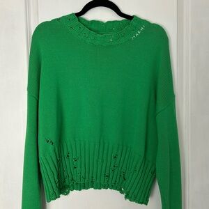 Marni green distressed crewneck sweater